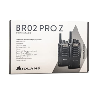 Midland BR02 Pro Z C1524, 2 vysílačky, profesionální vysílačka s 32 kanály PMR446, 2 sluchátka MA-21LKI, 2 klipy na opasek, bate